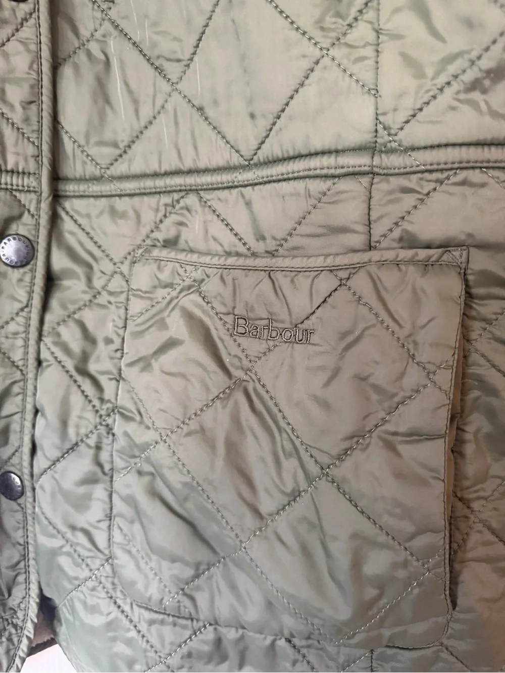 Barbour Deveron Polarquilt Jacket Olive / Pearl 14 US 18 UK barn field coat
